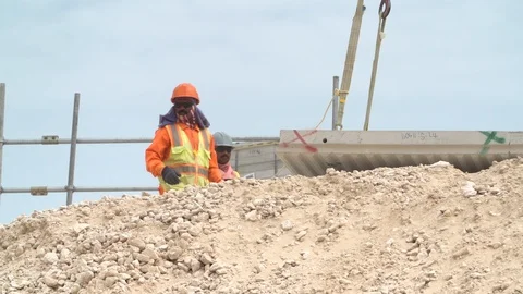 Construction site sequences in Qatar during boom Stock Footage 105908092