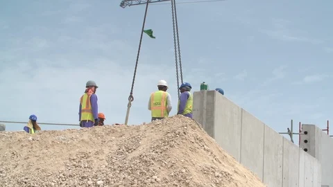 Construction site sequences in Qatar during boom Stock Footage 105908429