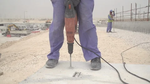 Construction site sequences in Qatar during boom Stock Footage 105909680