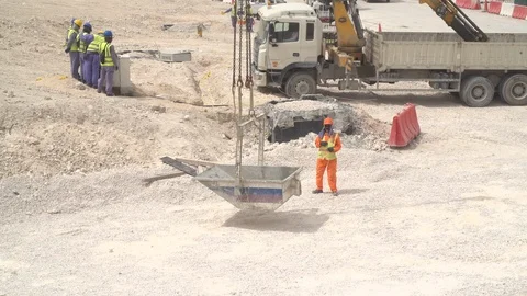 Construction site sequences in Qatar during boom Stock Footage 105910066