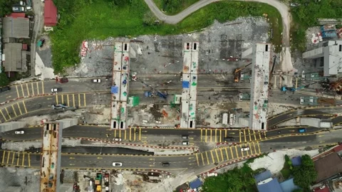 Construction Site Showcasing Urban Infrastructure Development at Gombak Stock Footage 320752317