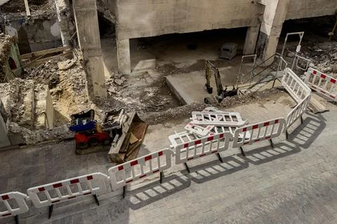 Construction site shows active demolition process Stock Photos