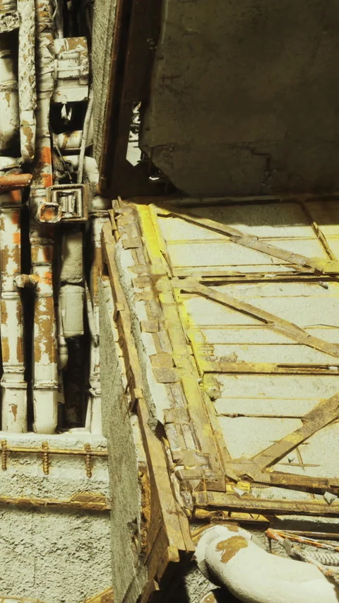 Construction site shows pipes and structures during building process Stock Footage 334172618