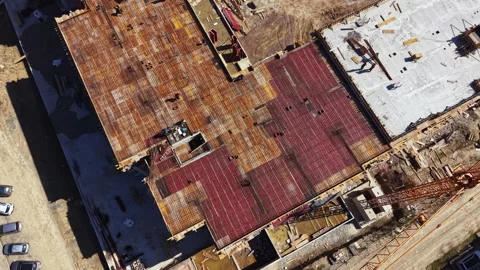 Construction site shows vast area of work in progress with layout and materials Stock Footage 335388270