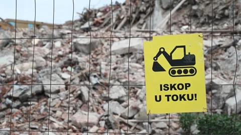 Construction site sign: Excavation in progress. Stock Footage 301022715