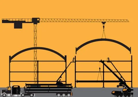 Construction site silhouette Stock Illustration