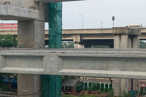 Construction site of sky train redline Bangsue-Rangsit Foto stock