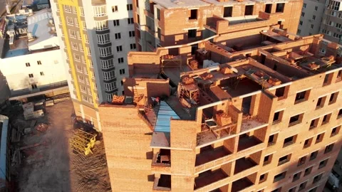 Construction site. Skyscraper. Industrial construction of houses Видео 144785469