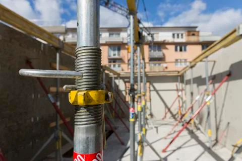 Construction site slab formwork with scaffolding 스톡 사진