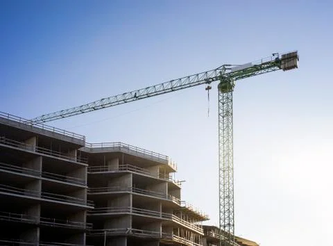 Construction site with a small crane Stock Photos