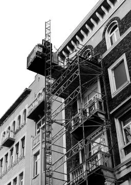 Construction site with small elevator Foto stock