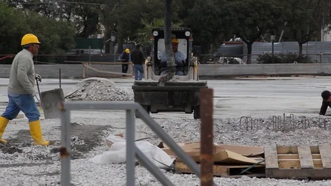 Construction site with small scraper Stock Footage 126091574