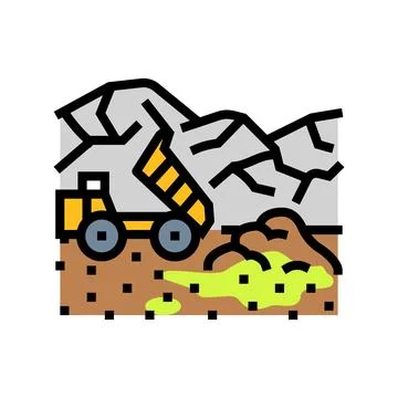Construction site soil dumping color icon vector illustration Stock Illustration