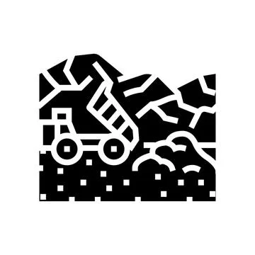 Construction site soil dumping glyph icon vector illustration Stock Illustration