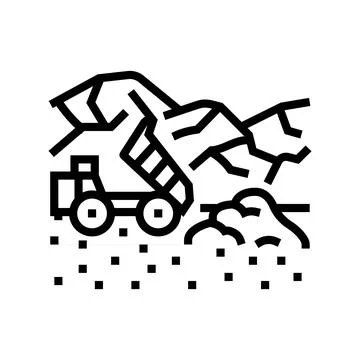 Construction site soil dumping line icon vector illustration Stock Illustration