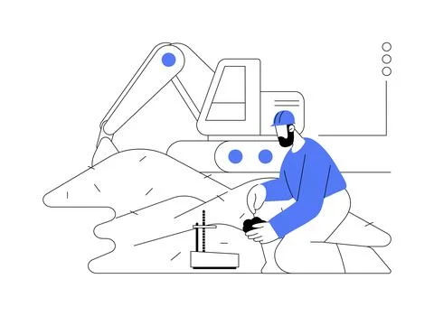 Construction site soil testing abstract concept vector illustration. Stockillustratie