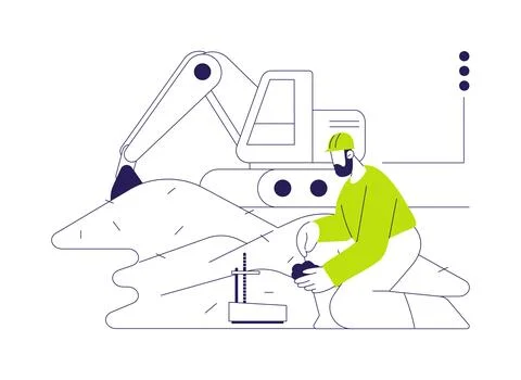 Construction site soil testing abstract concept vector illustration. Stockillustratie