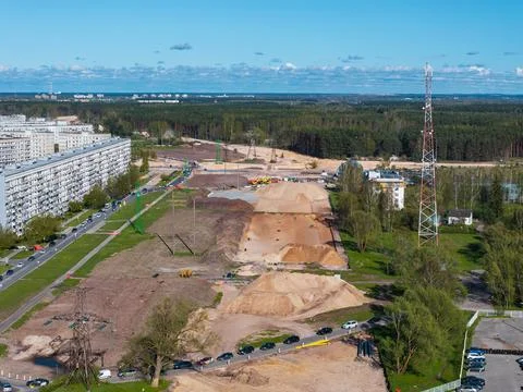 Construction Site of Southern Bridge Phase 4 in Riga, Latvia Stockfoto's