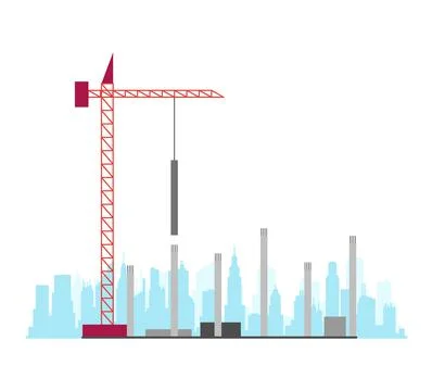 Construction site stage. Multi story house construction. Building process. Build Ilustración de archivo