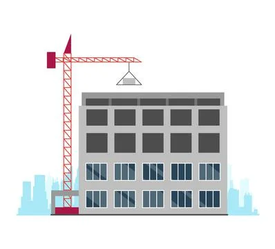 Construction site stage. Multi story house construction. Building process. Build Ilustración de archivo