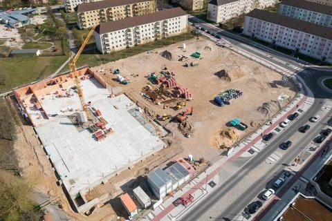 Construction site at the start of construction work Stock Photos