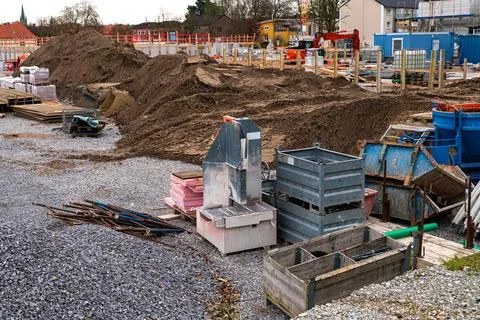 Construction site with the start of excavation work Stock Photos