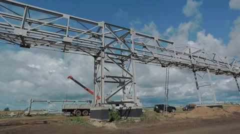 In the construction site, steel structure is under construction Video stock 61586135