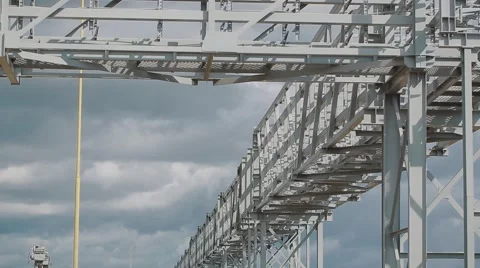 In the construction site, steel structure is under construction Video stock 61586153