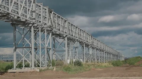 In the construction site, steel structure is under construction Stock Footage 61586156