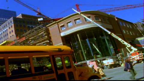 Construction site storefront dutch angle timelapse Stock Footage 145783803