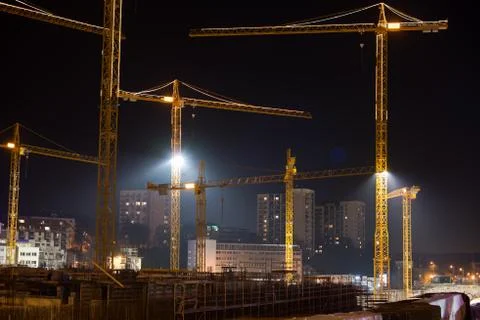 Construction site of Stuttgart 21 at night Stock Photos