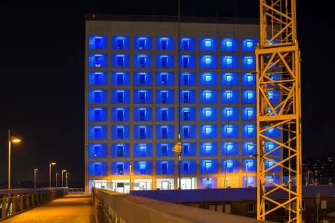Construction site of Stuttgart 21 at night Stock Photos