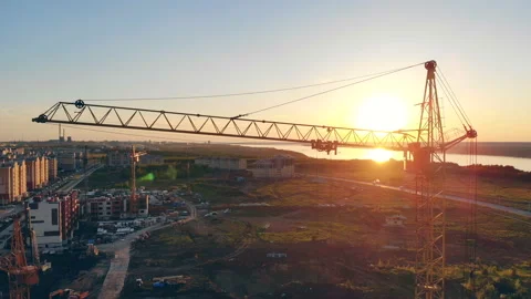 Construction Site At Sunset 4K Construction area, building area, site area from Video stock 93487632