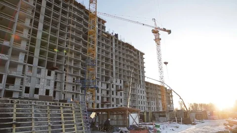 Construction site on sunset background 库存影片 75544534