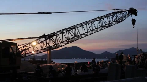 Construction Site at Sunset Stock Footage 8577580