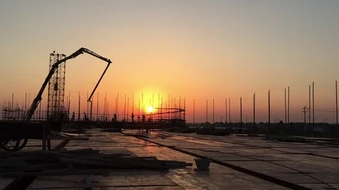 Construction site at sunset Video stock 79318508