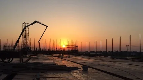 Construction site at sunset Stock Footage 79318522