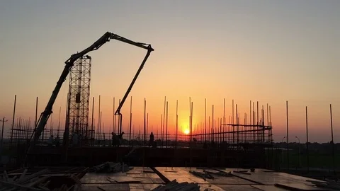 Construction site at sunset Stock-Footage 79318598