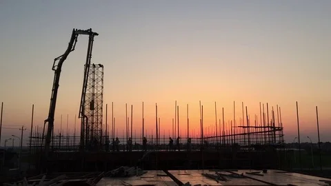 Construction site at sunset Vídeo Stock 79318685