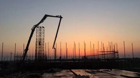 Construction site at sunset Stock Footage 79318714