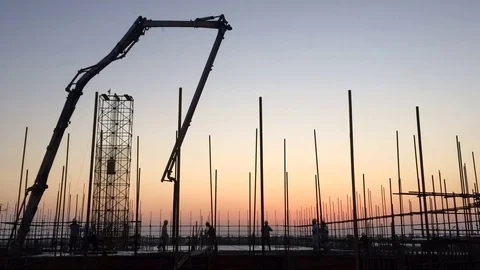 Construction site at sunset Stock Footage 79319128
