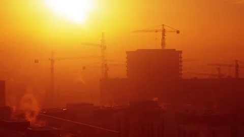 Construction site at sunset Stock Footage 87448660