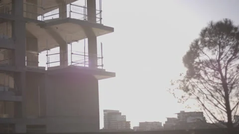 Construction Site At Sunset Stock Footage 130771063