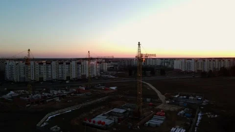 Construction site at sunset, Stock Footage 205435472