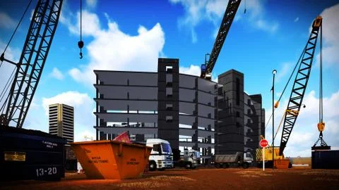 Construction site at sunset Stock-Illustration
