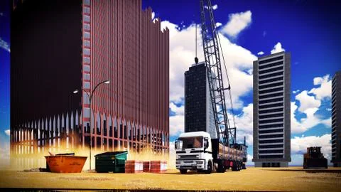 Construction site at sunset Stock-Illustration