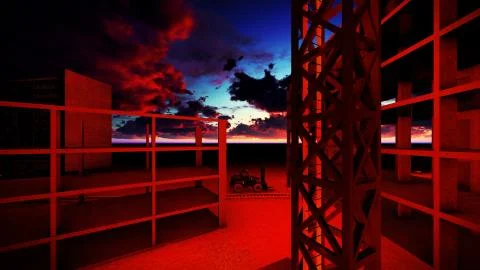 Construction site at sunset 库存插图