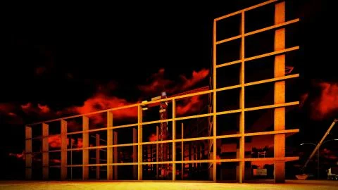 Construction site at sunset Illustrazione stock