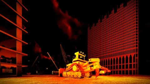 Construction site at sunset Stock Illustration