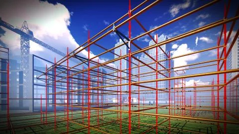 Construction site at sunset 库存插图